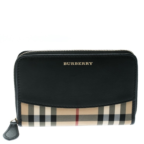 Burberry Handbags - Elmore House Check & Leather Zip Around Wallet